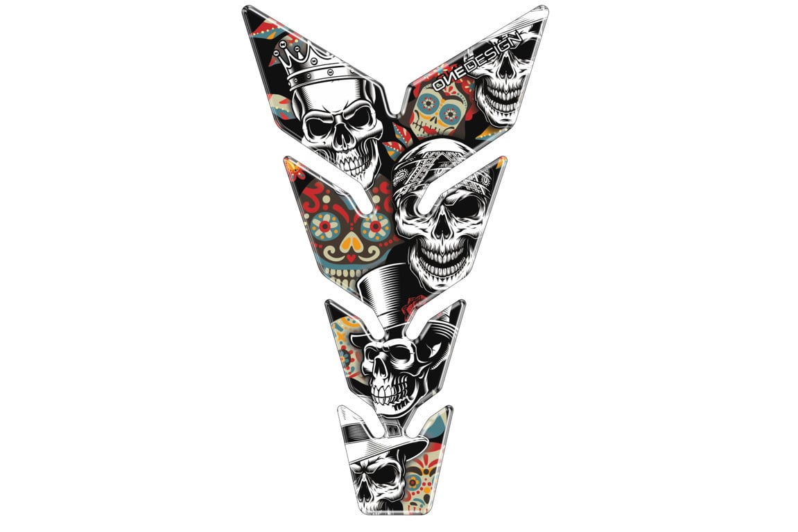 Puig Motorcycle Tank Pad Skull Party Black