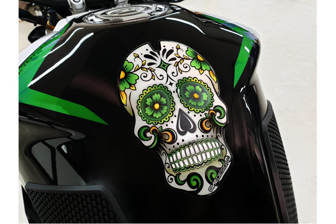 Puig Motorcycle Tank Pad Skull Green