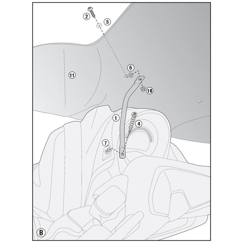 Givi Mounting Kit D2123KIT for Mounting 2123DT Windshield Yamaha NMAX 125-155 2015-2020