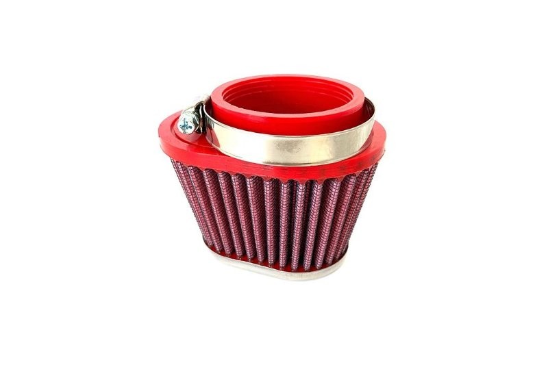 BMC Conical Sport Air Filter for direct intake 50mm x 70mm with a left-aligned nozzle and a metal cover