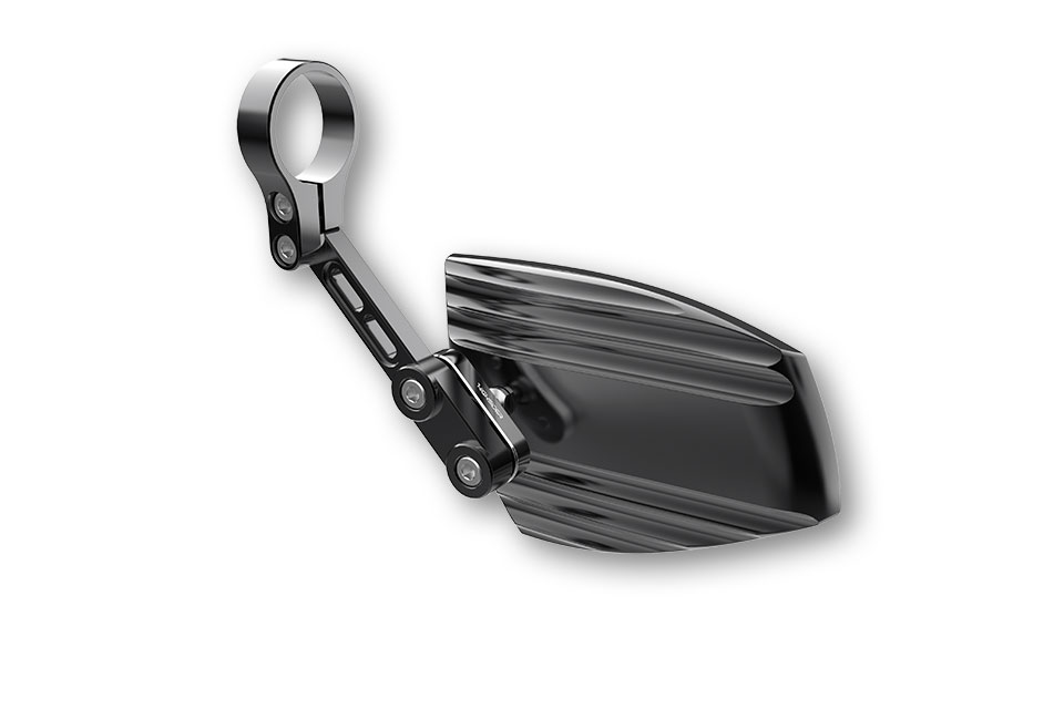 Highsider Handlebar End Mirror set Wave Black / Silver
