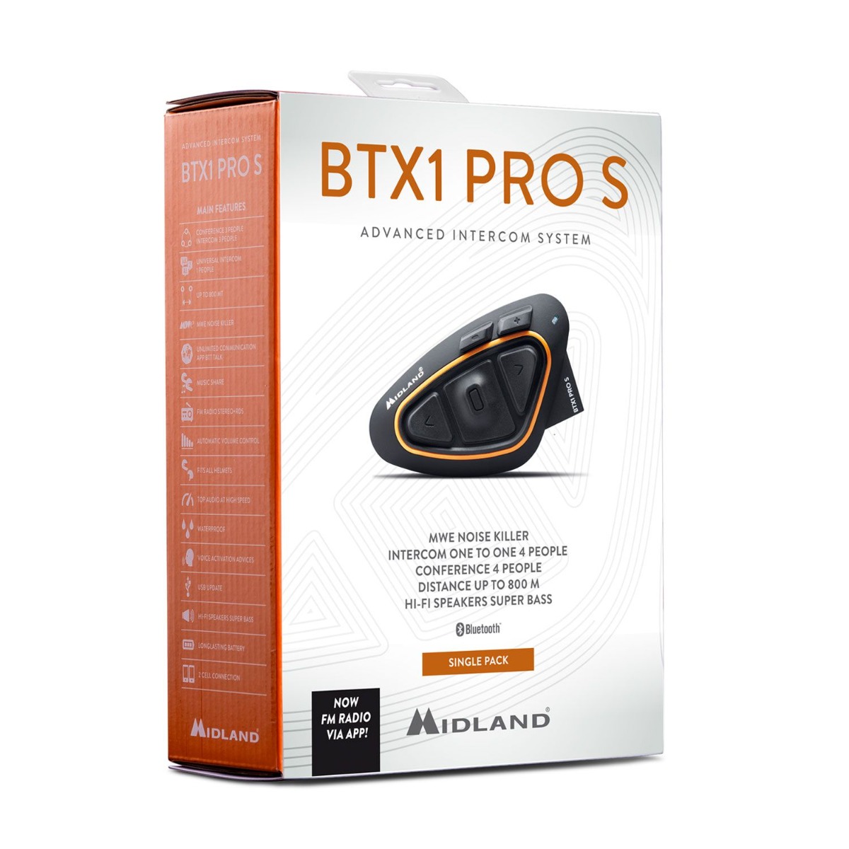 Midland BTX1 Pro S Single motorcycle intercom system