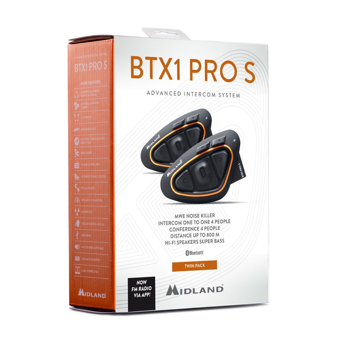 Midland BTX1 Pro S Twin motorcycle intercom system