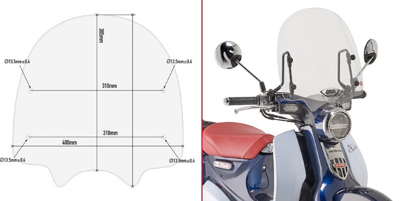 Givi windshield 1168A for Honda Super Cub C125 from 2018 to 2024