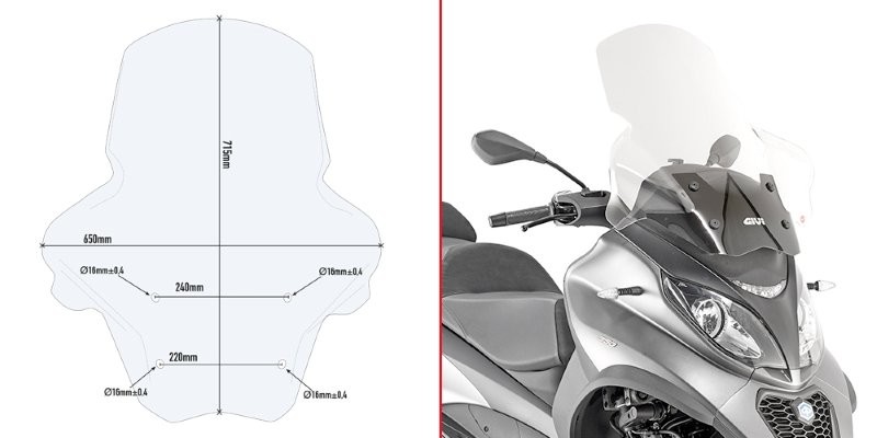 Givi windshield D5613ST for PIAGGIO 350/500 MP3