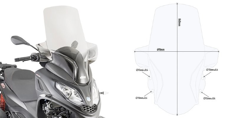 Givi windshield D5614ST for Piaggio MP3 300 HPE