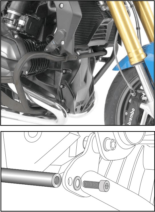 Hepco&Becker Crash bar connecting bracket anthracite BMW R1200GS LC from 2013 to 2018