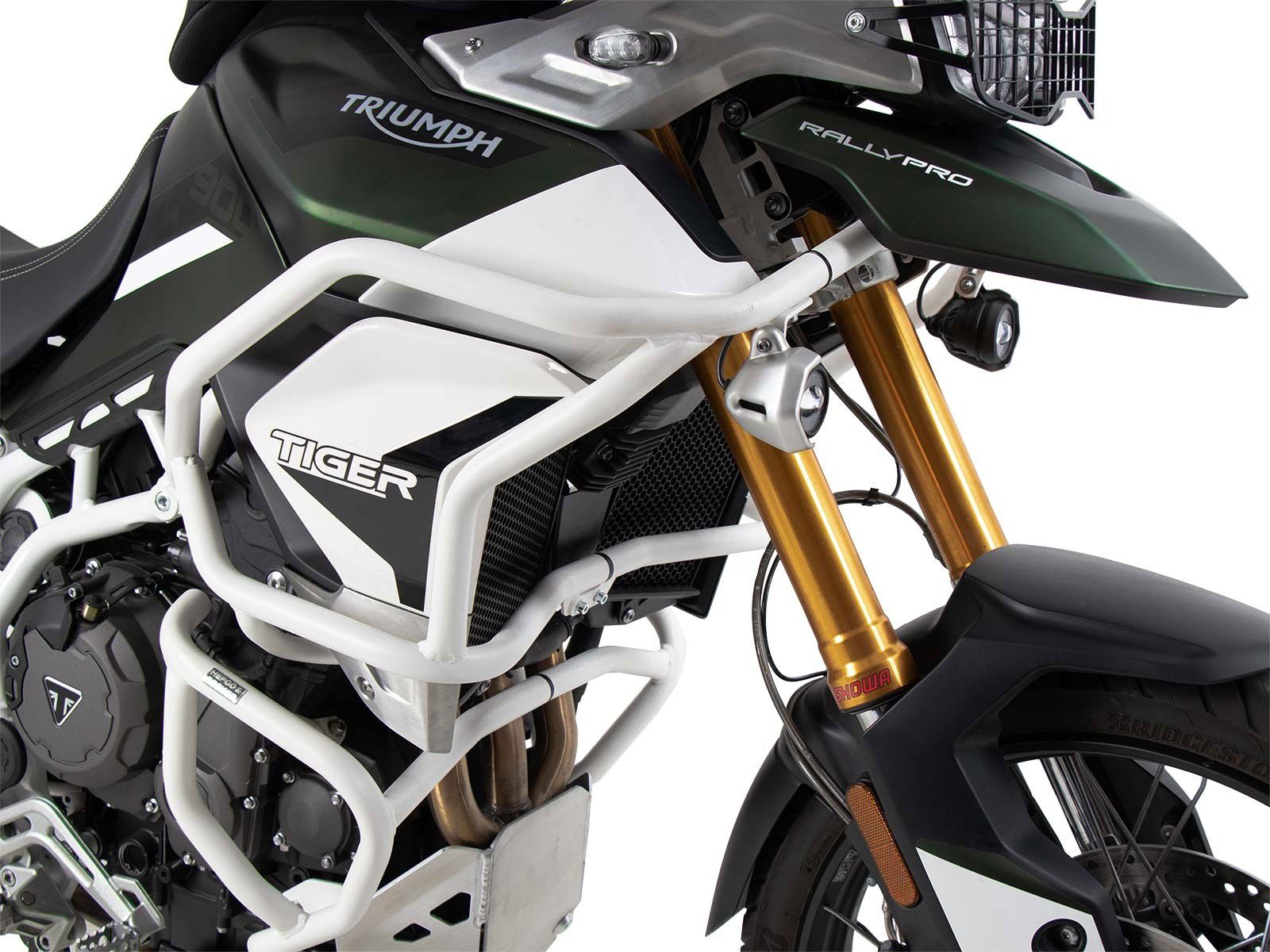 Hepco&Becker Crash bar white above SOLID (tank guard) for Triumph Tiger 850 Sport from 2021