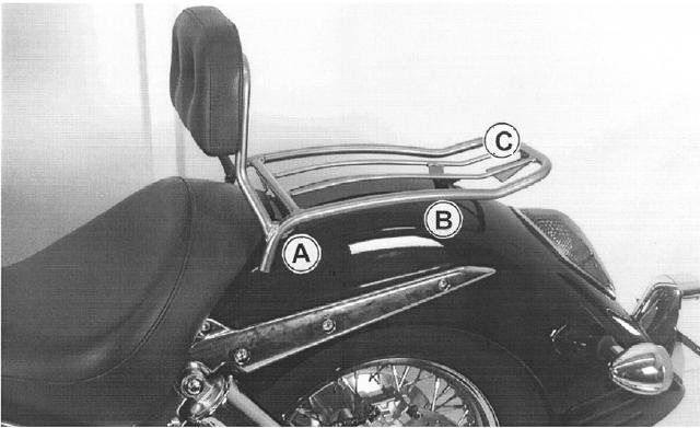 Hepco&Becker Solorack with backrest chrome for Honda VTX1300S from 2003