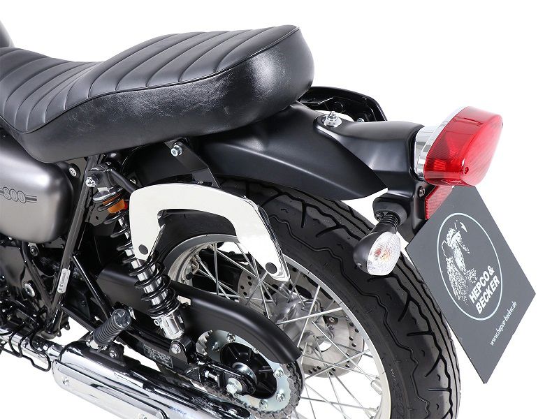 Hepco & Becker C-Bow custom bag carrier set chrome for Kawasaki W800 Steet/Cafe from 2019