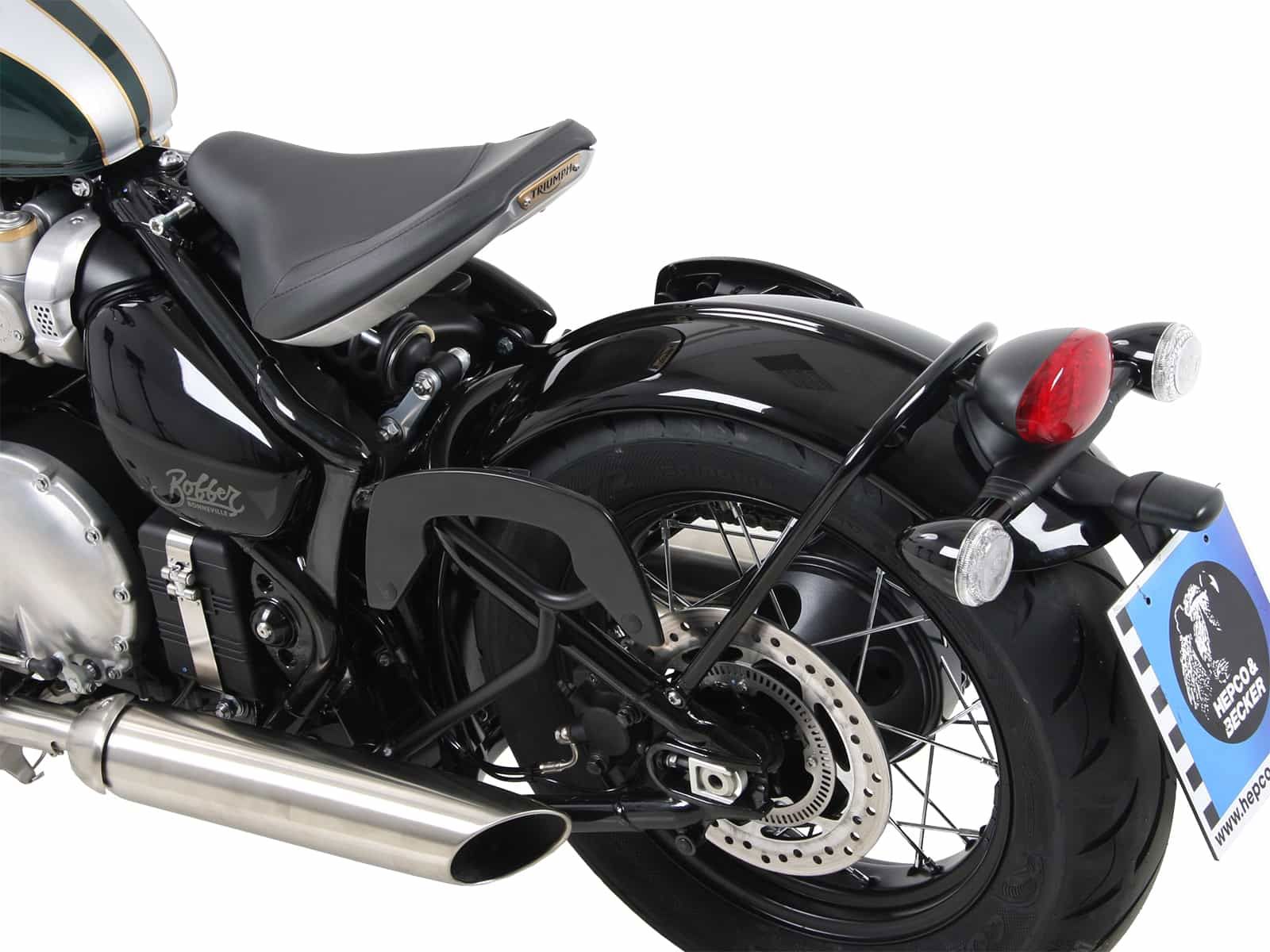 Hepco & Becker C-Bow pannier rack set black for Triumph Bonneville Bobber from 2017 to 2021