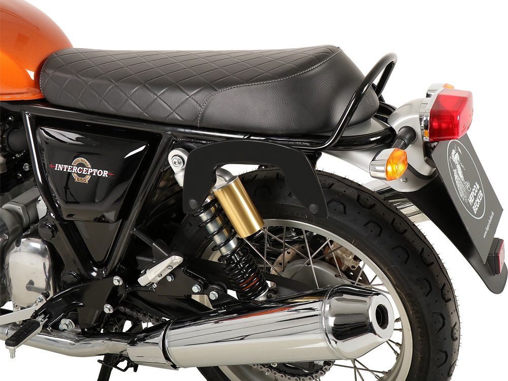 Hepco & Becker C-Bow pannier rack set black for Royal Enfield Interceptor models from 2018 to 2021