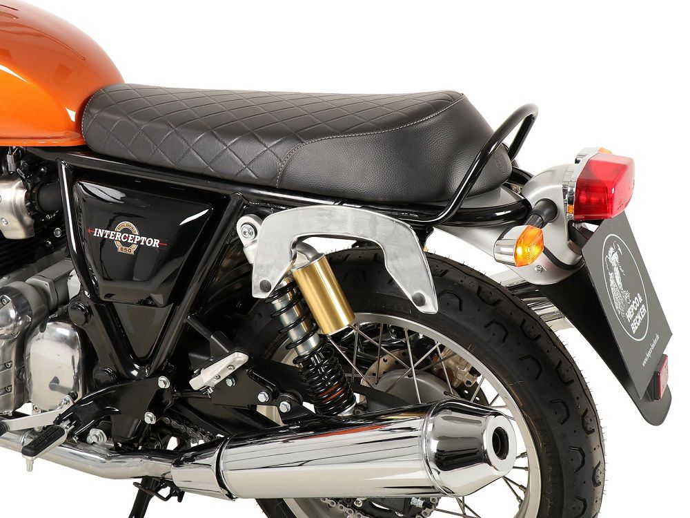 Hepco & Becker C-Bow pannier rack set chrome for Royal Enfield Interceptor models from 2018 to 2021
