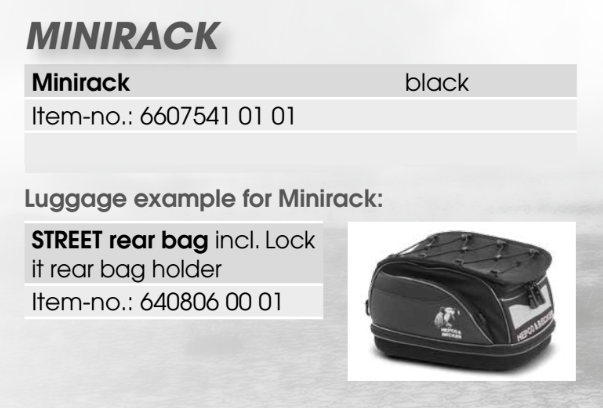 Hepco&Becker Top carrier Minirack black for Aprilia SR50. WWW from 1997
