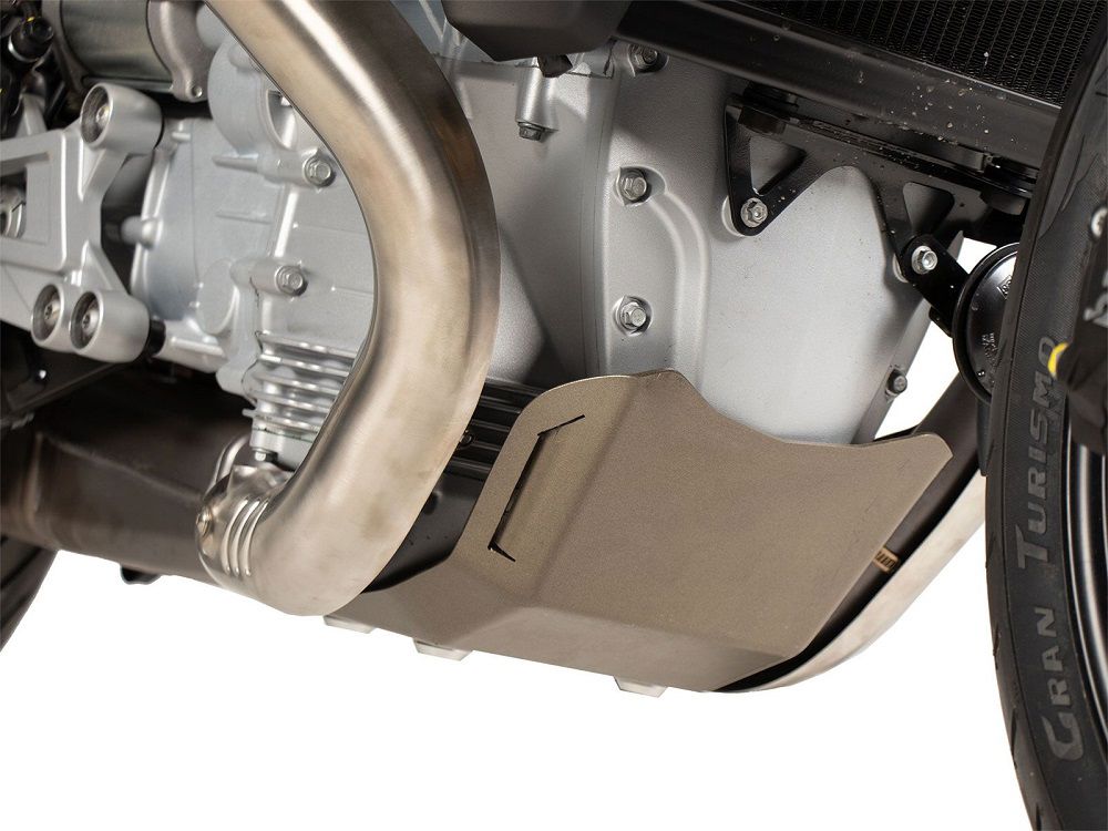 Hepco&Becker titanium colored Aluminum crankcase protection for Moto Guzzi V100 Mandelo/S from 2022
