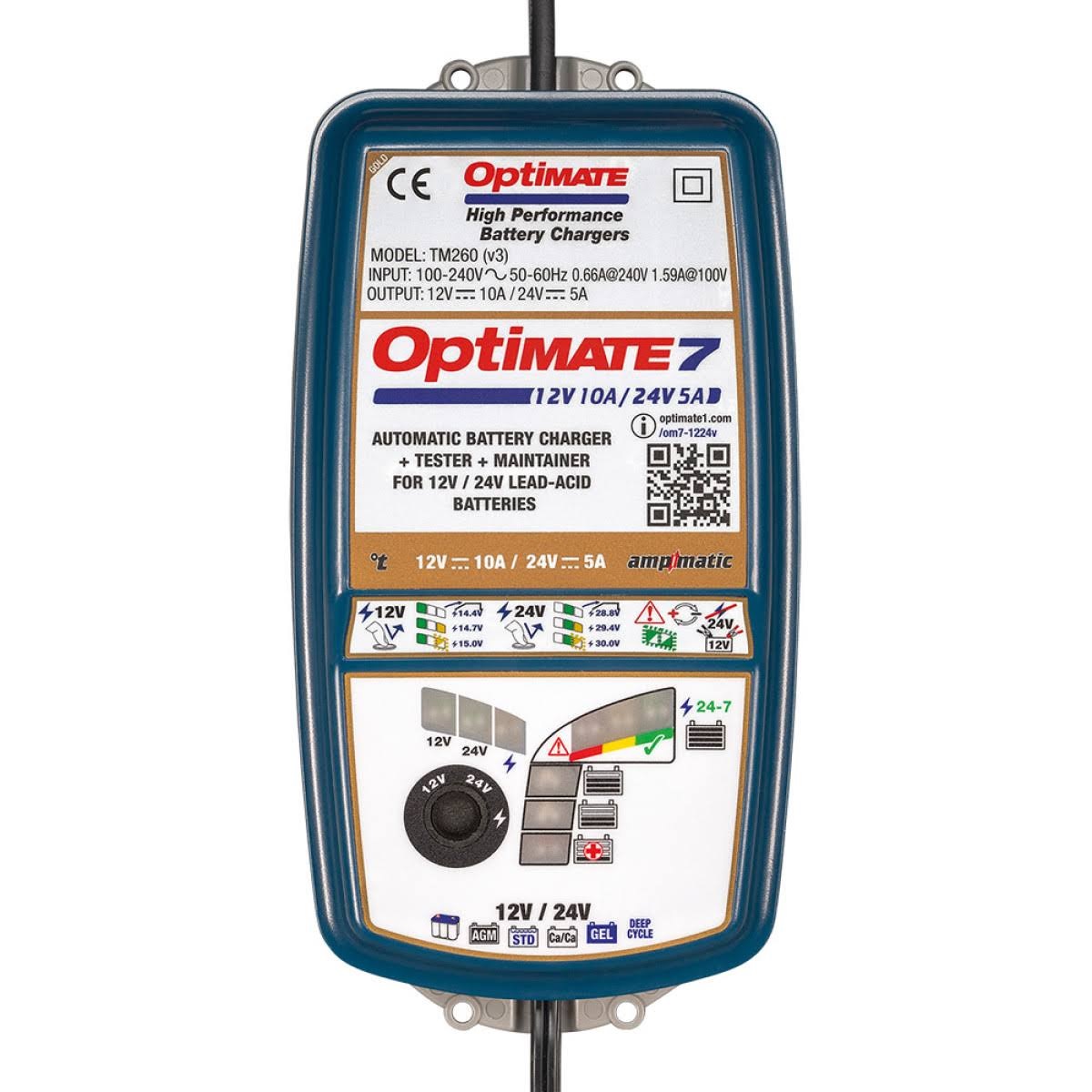 Optimate 7 Battery charger / trickle charger 12/24 volt TM260V3